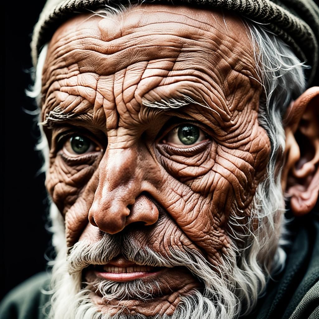Monochrome Portrait of Weathered Palestinian Man