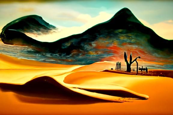 Surreal Desert Landscape in Salvador Dali Style