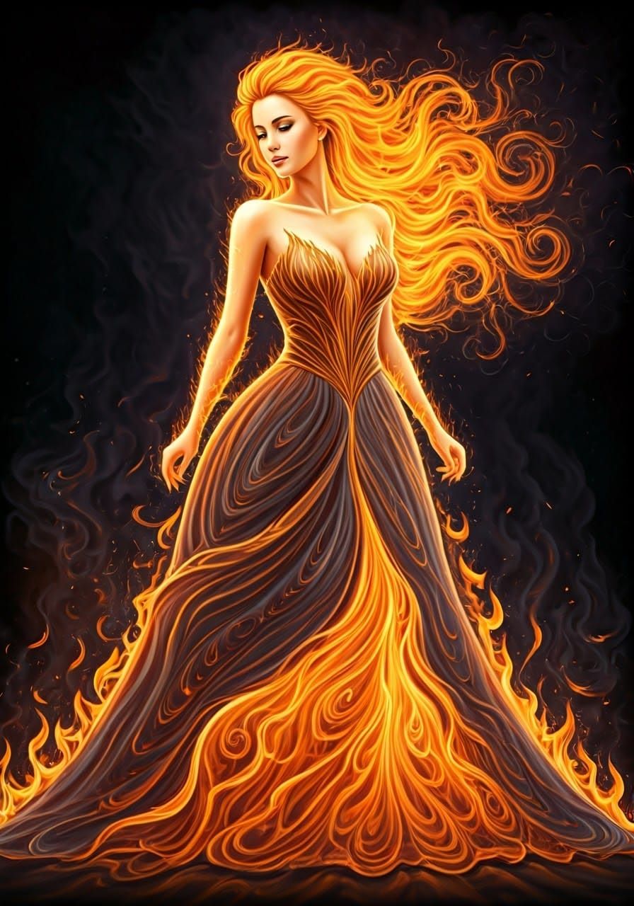 Fiery Gown: A Mesmerizing Creation in Flames