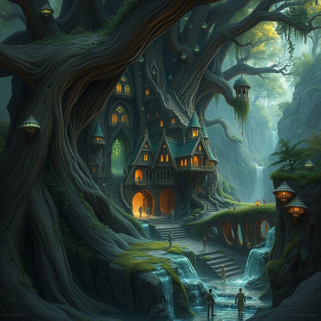 Hidden City Integrated Within Giant Tree