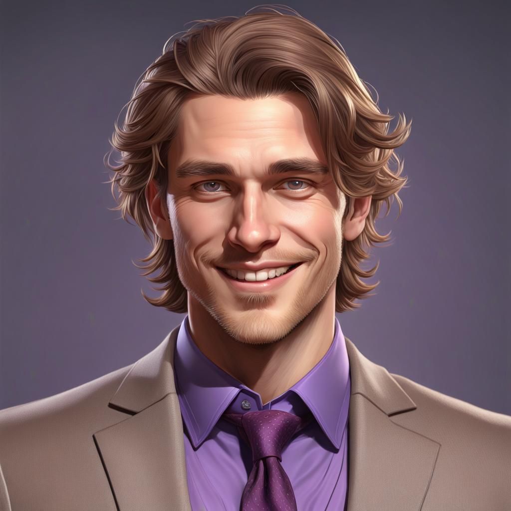 Confident Young Man Portrait in Detailed Art Style