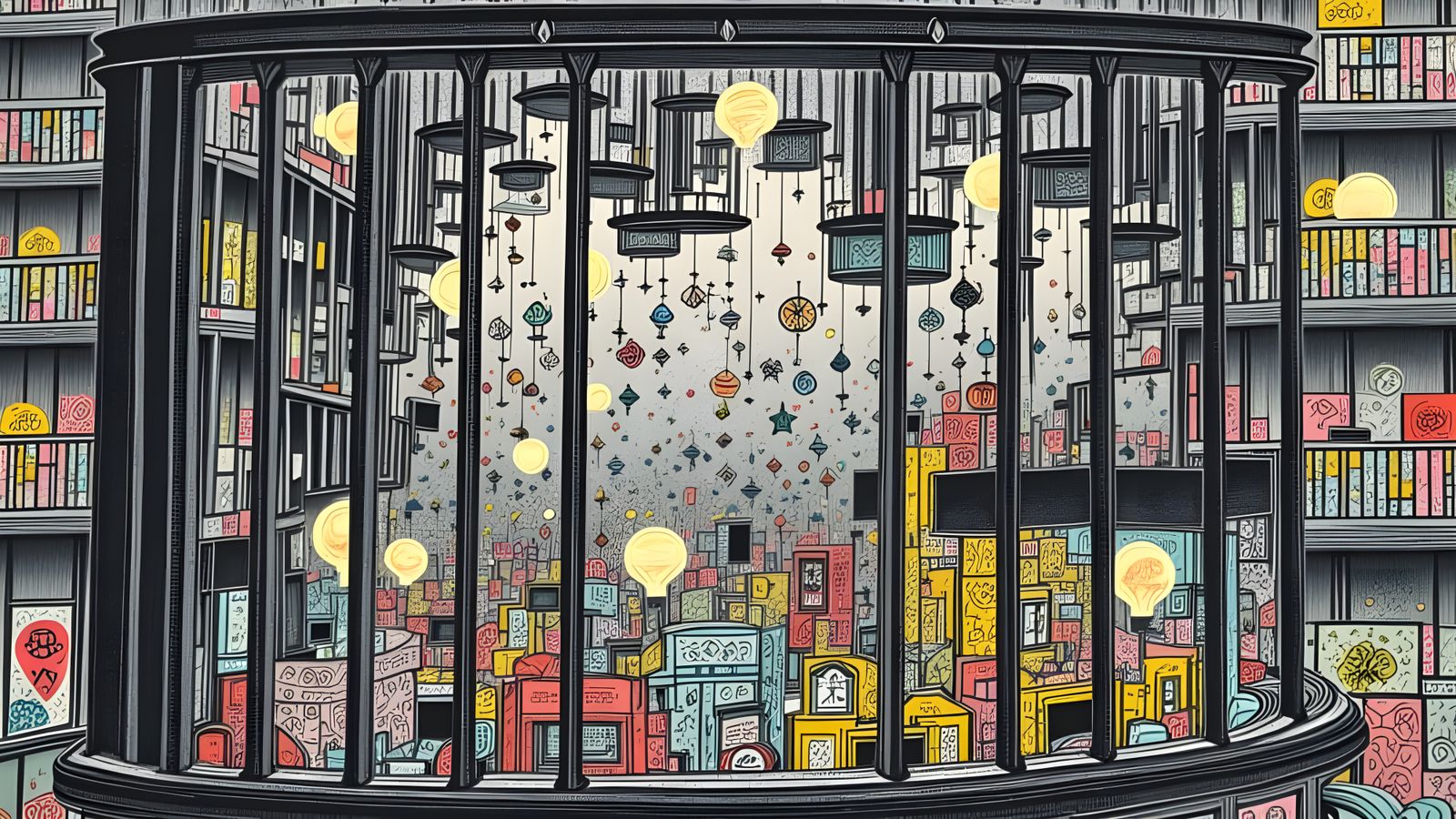 Funky Doodle Prison Scene with Poetic Equations