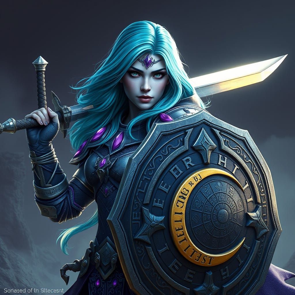 Ethereal Warrior Maiden in Steel Gray Armor