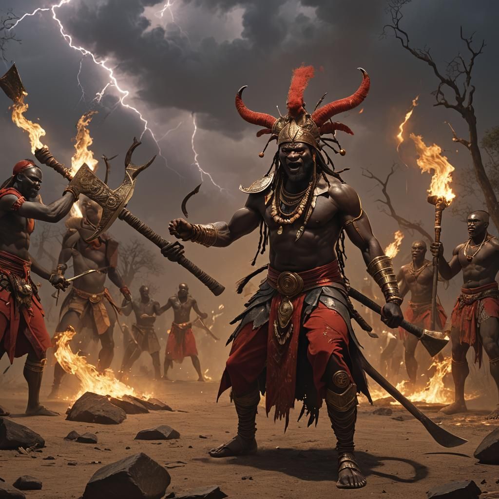 Shango: Orisha of Lightning in Dark Fantasy Art