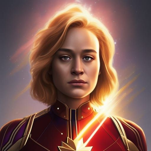 Realistic Captain Marvel Portrait in 8k Resolution