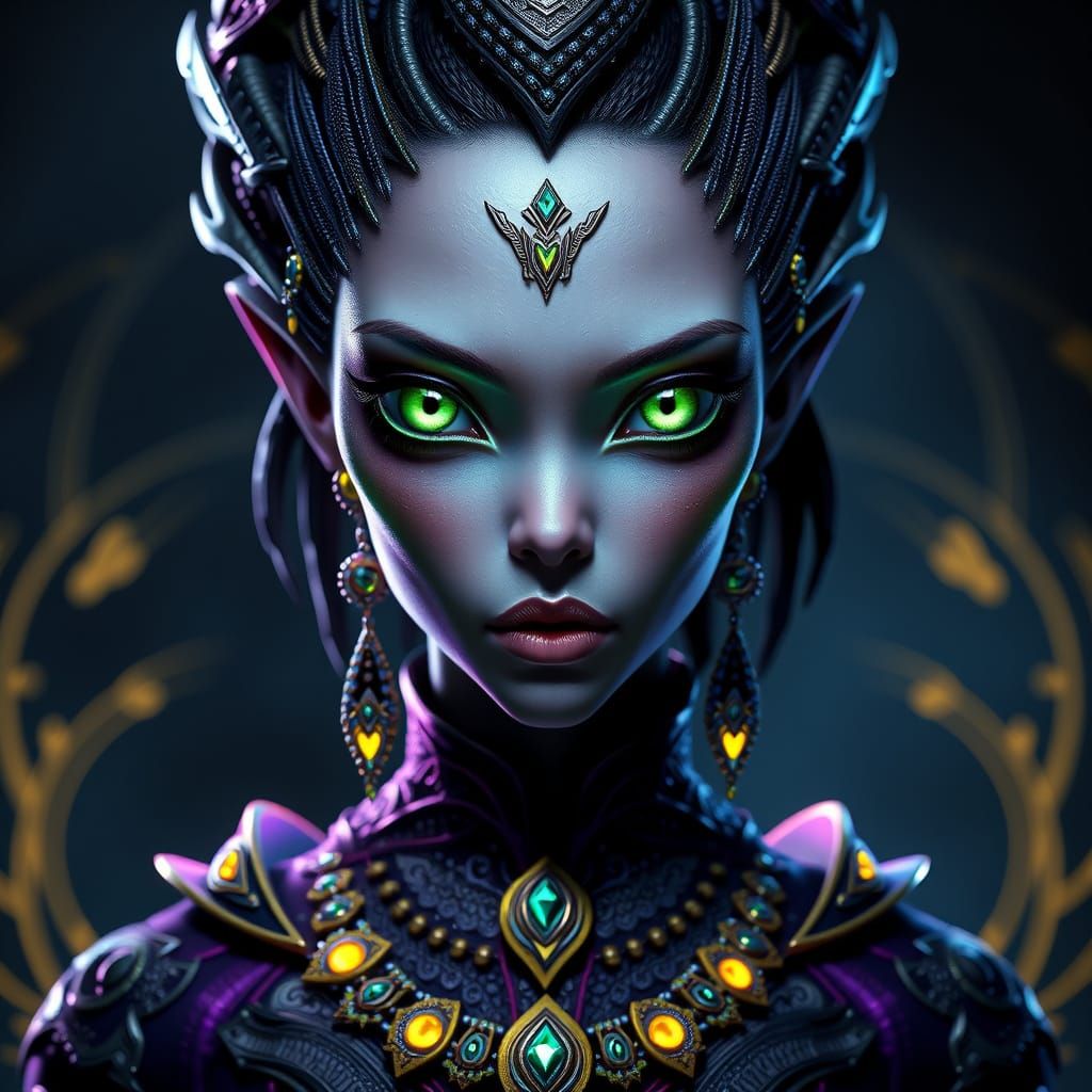 Ethereal Alien Goddess in Dark Fantasy Portrait