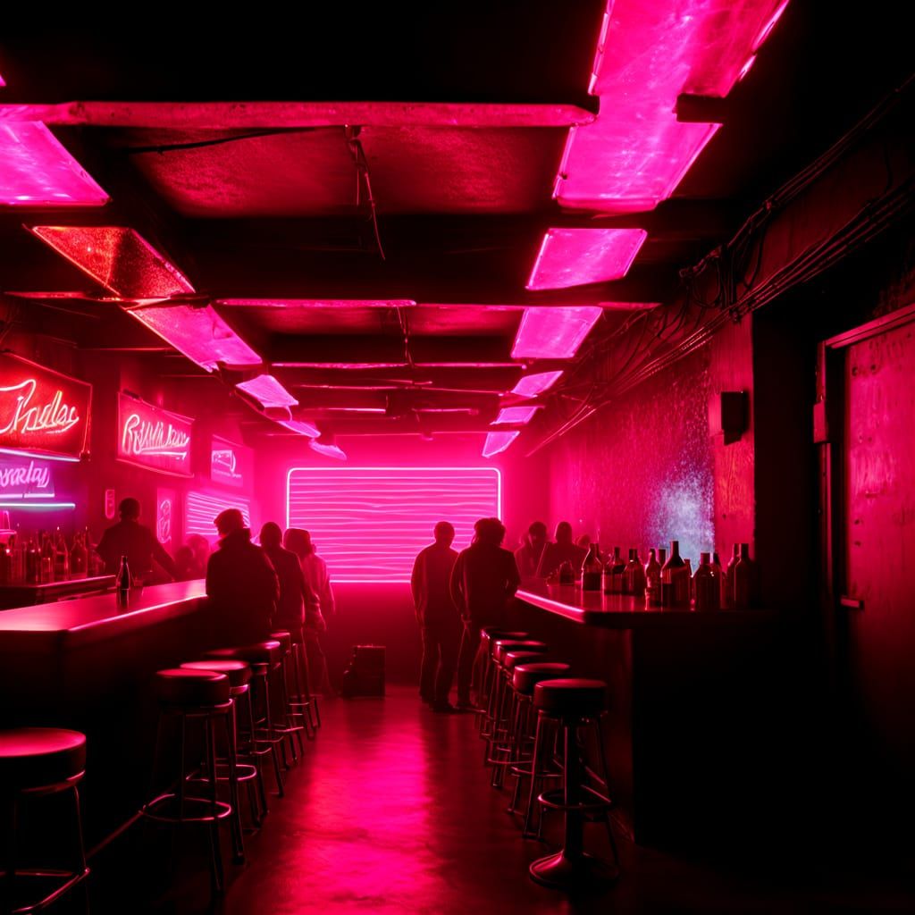 Vibrant Brooklyn Nightclub Under Neon Lights