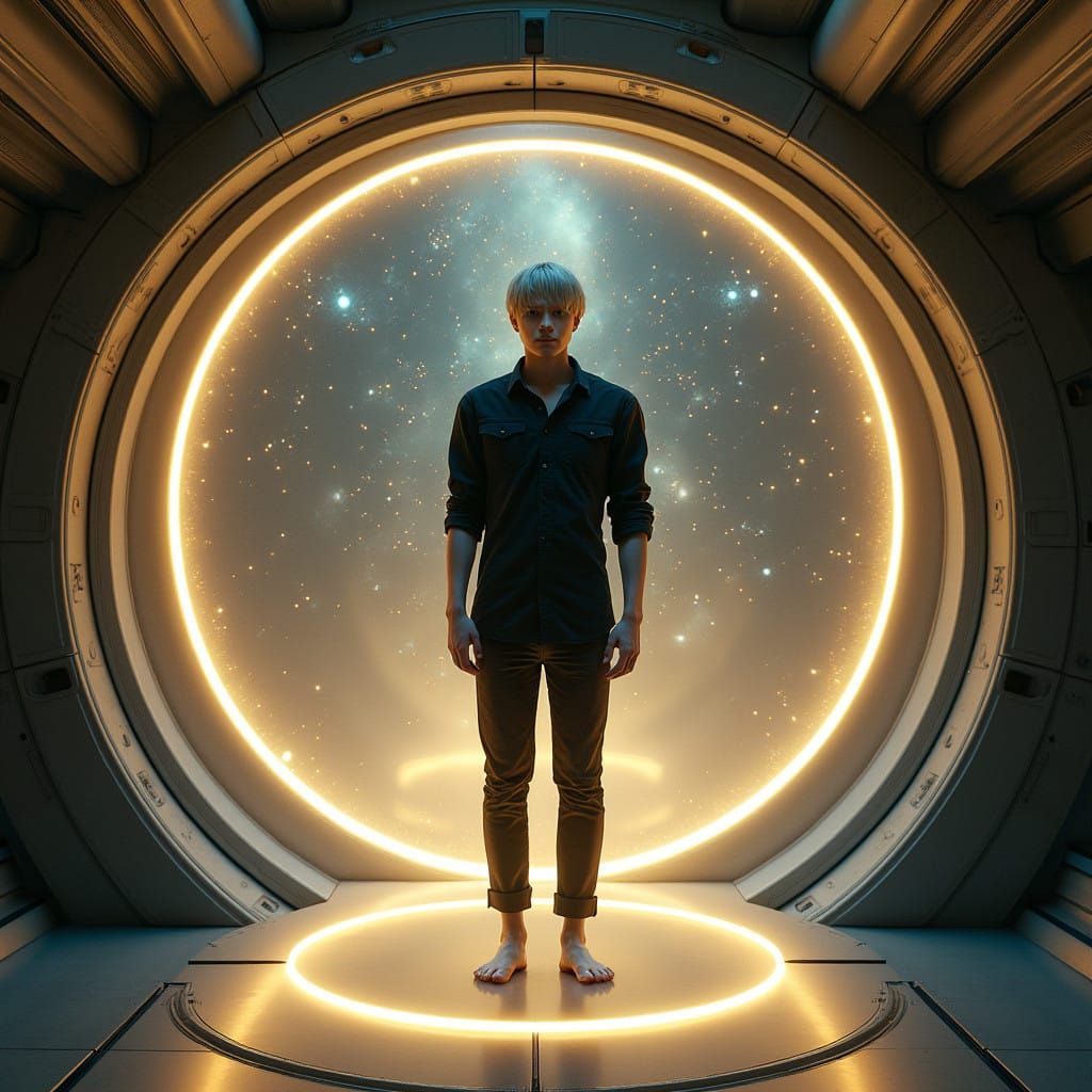 Ethereal Spaceship Hologram in Cyberpunk Style