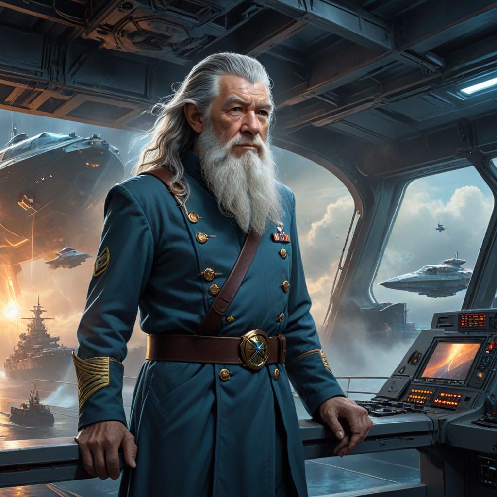 Gandalf as Starfleet Officer in Comic Book Art Style