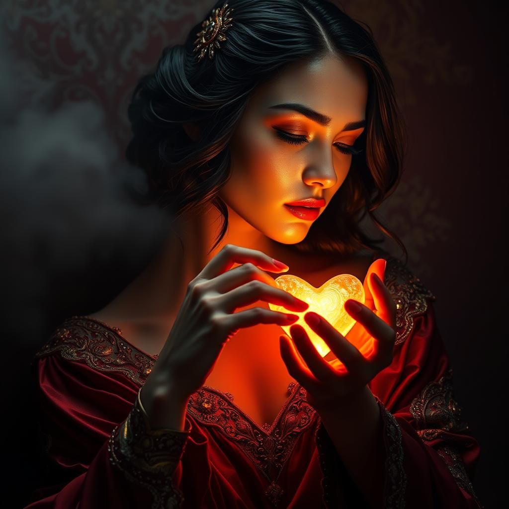 Woman Offering Radiant Heart: Artstation Portrait