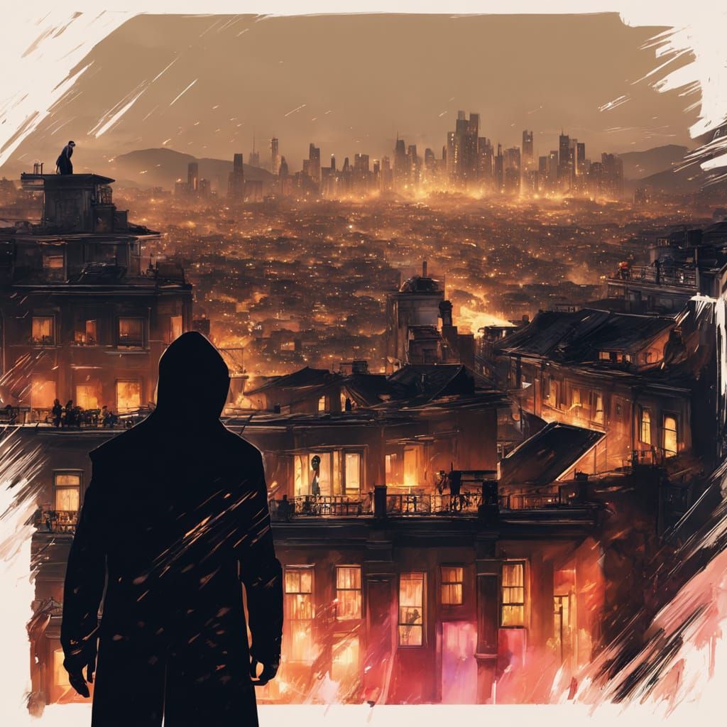 Gritty Assassin Gaze in Neon City