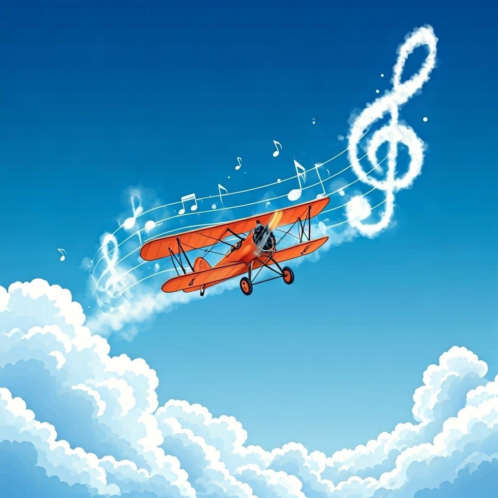 Sky writing musical notes