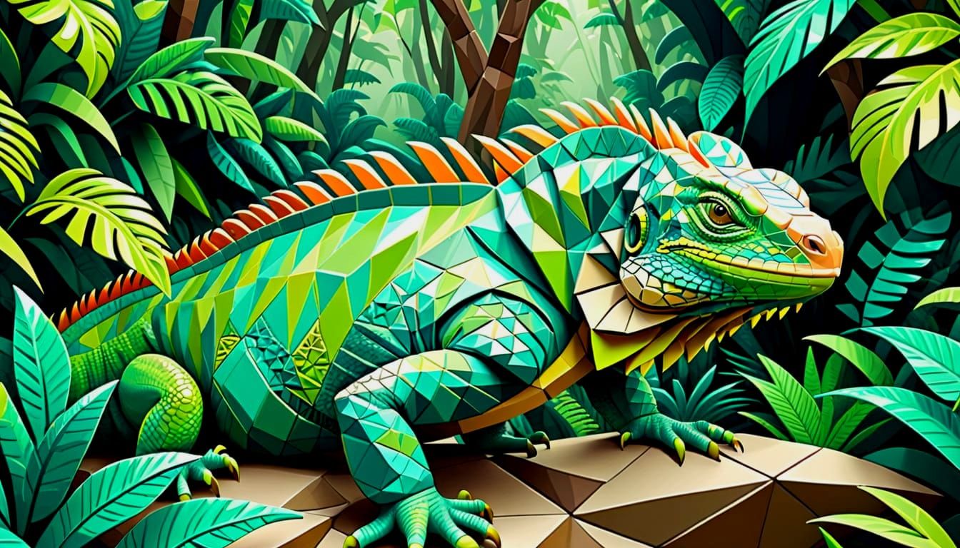 Geometric Tessellation: Iguana Forest in 3D