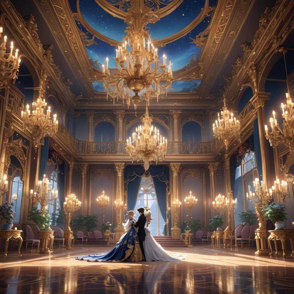 Beauty and the Beast Embrace in Anime Style