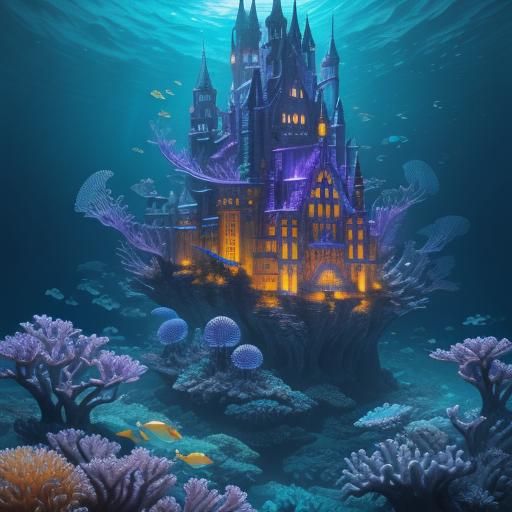 Majestic Castle Under the Sea: Fantasy Concept Art