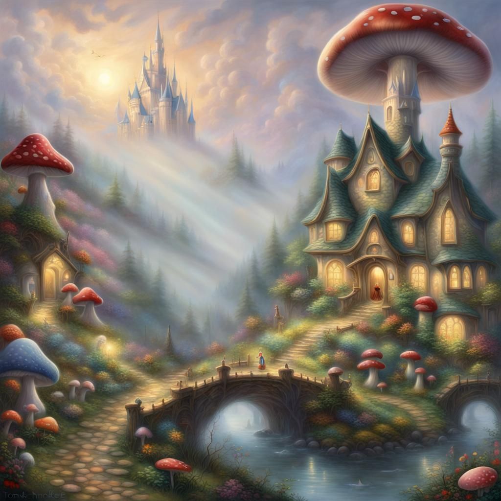 Ethereal Mushroom Kingdom in Luminist Style