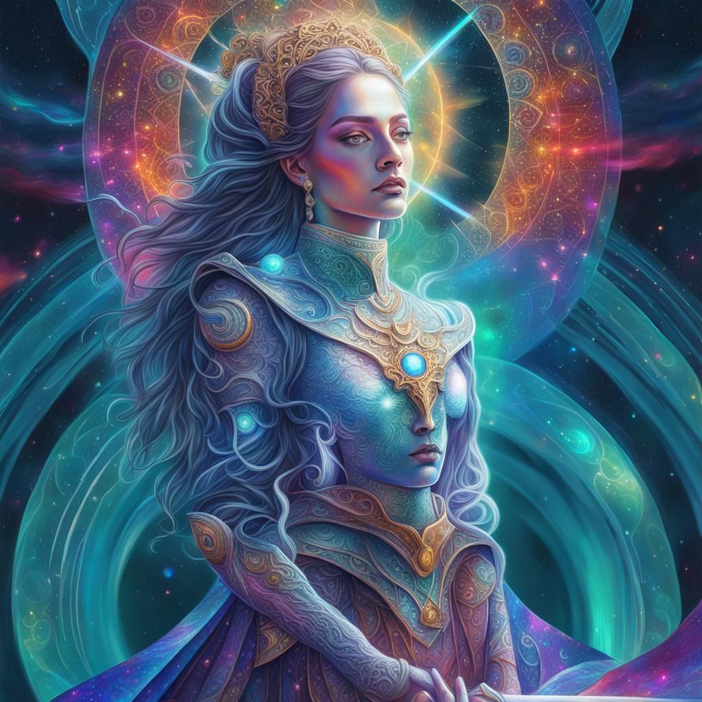 Holographic Sword Piercing Heart, Cosmic Mixed Media