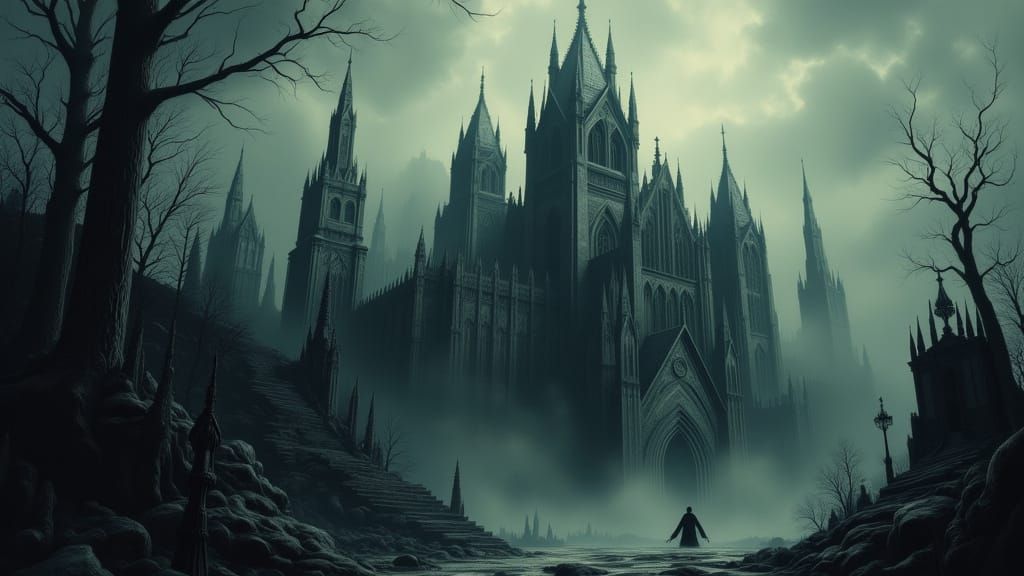 Sinister Gothic Chapel in Mist