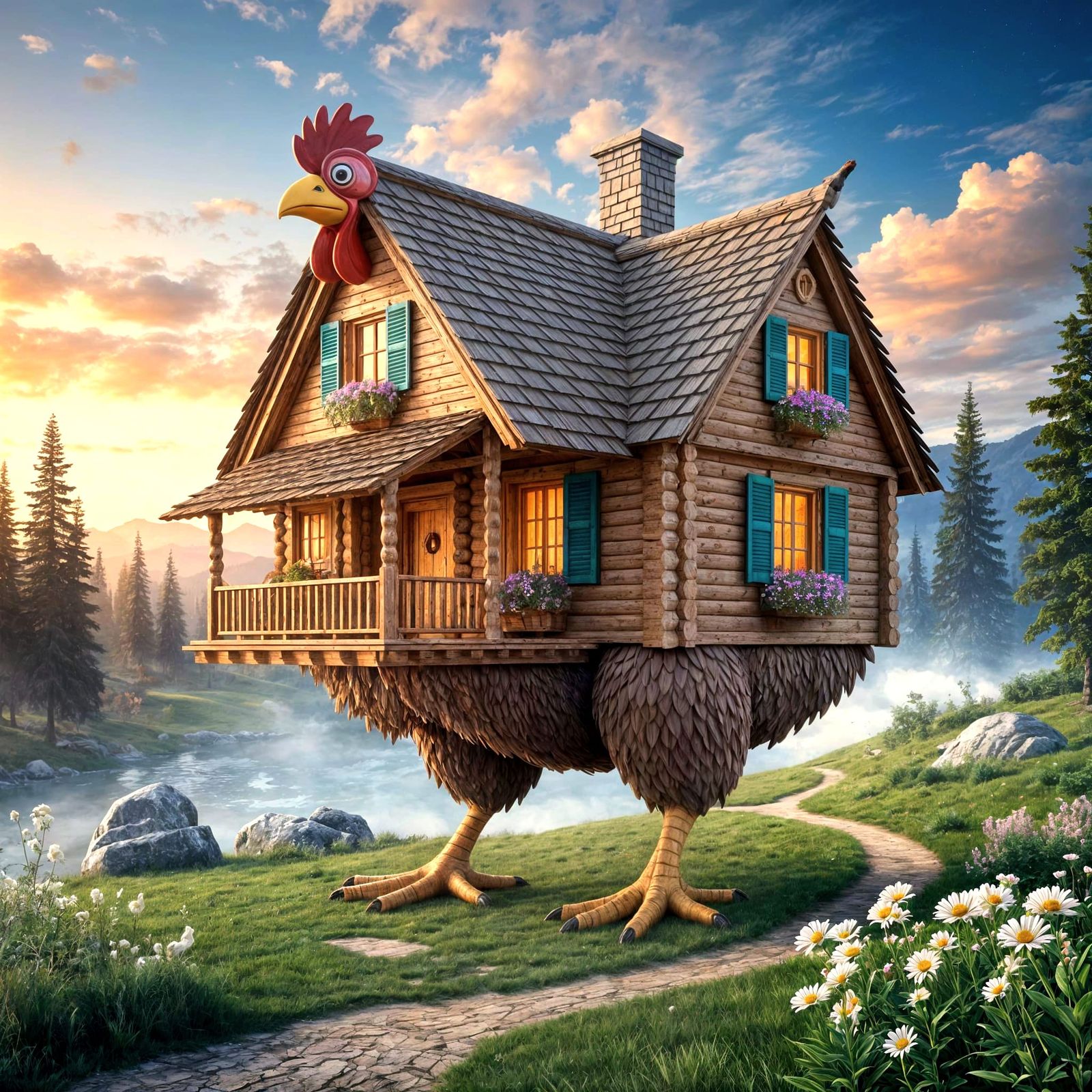 Baba Yaga's House: Fantasy Photorealism of the Original Bird...