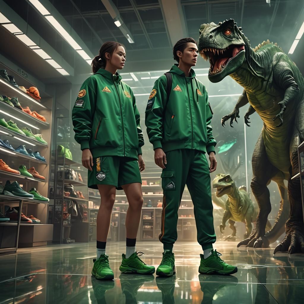 Basketball Shoe Store: Fantasy Art Nouveau Scene