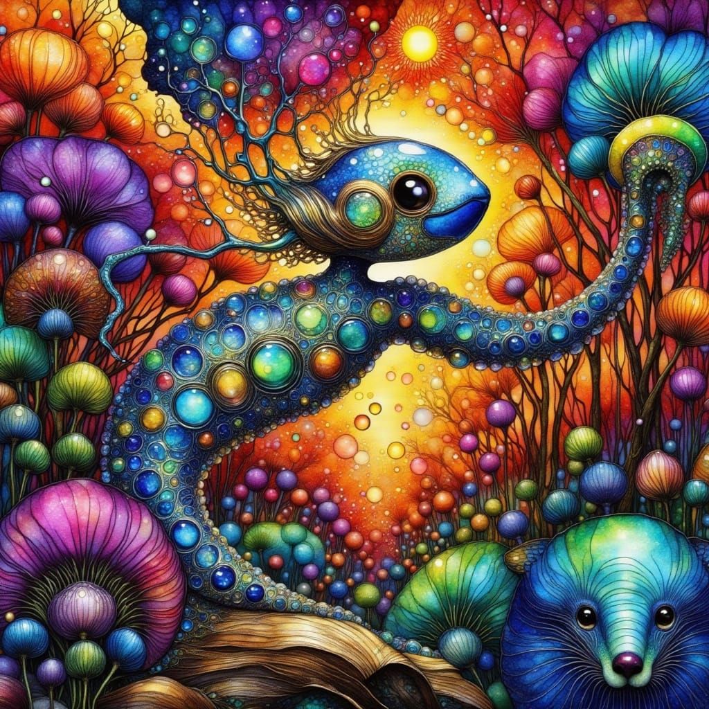 Surreal Glass and Flax Landscape in Dreamlike Realism