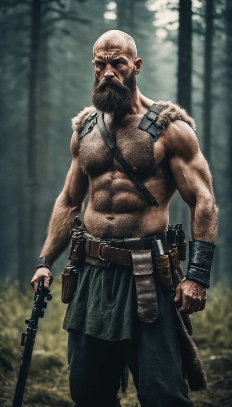 Cinematic Film Still of a Dominant Slavic Soldier