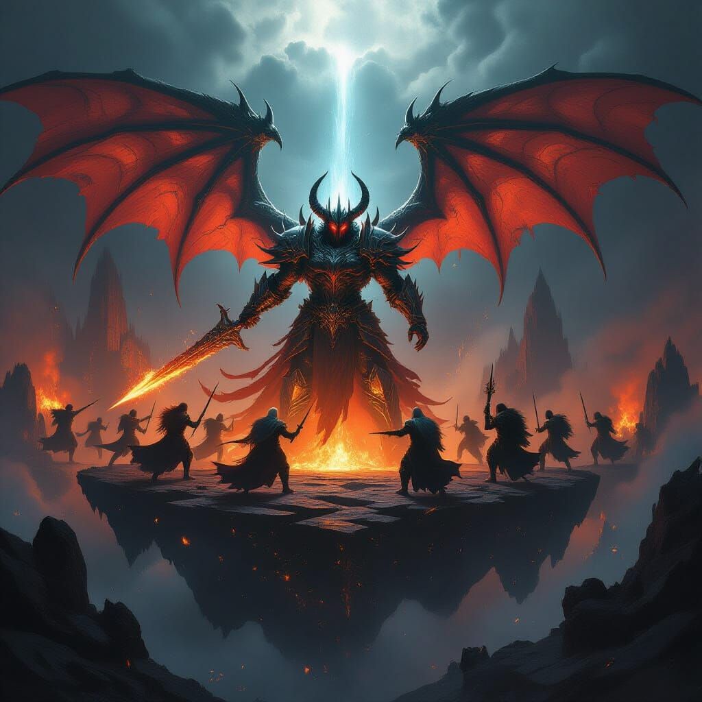 Angelic vs Demonic Battle on Floating Island