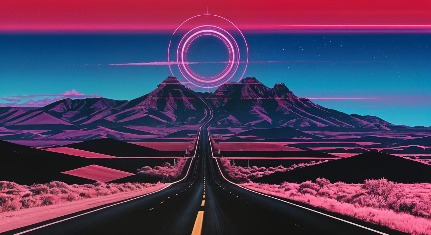 Synthwave Highway Scene: Retro Future