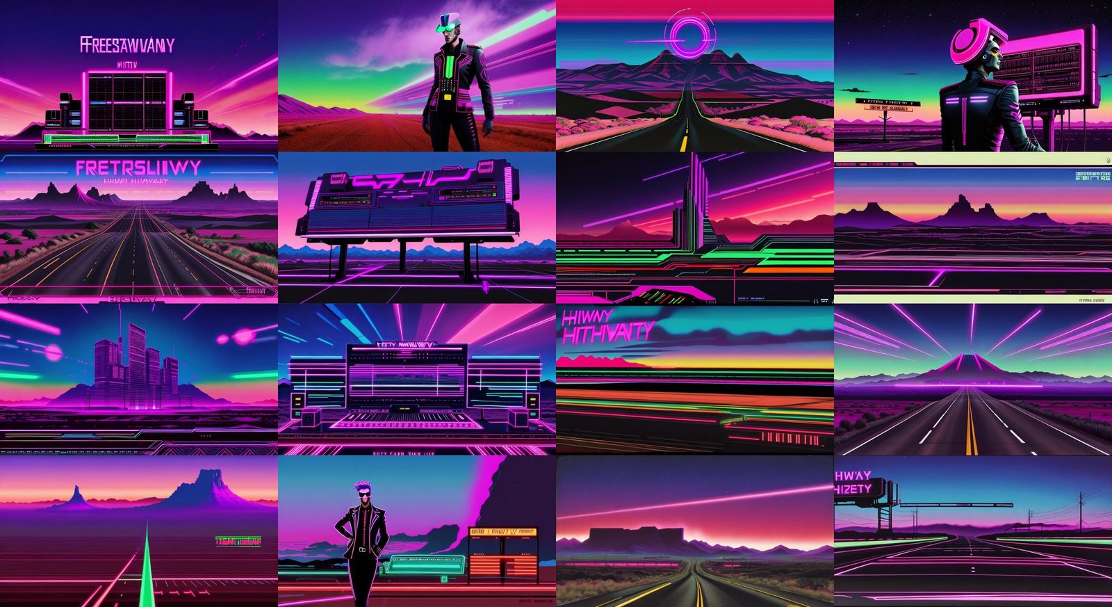 Synthwave Highway in Retro-Futuristic Style