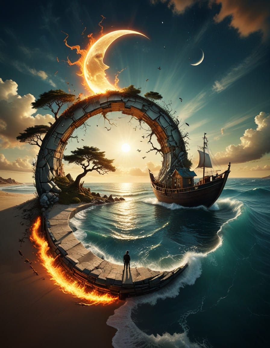 Surreal Dreamscapes within a Cracked MC Escher Cloudscape