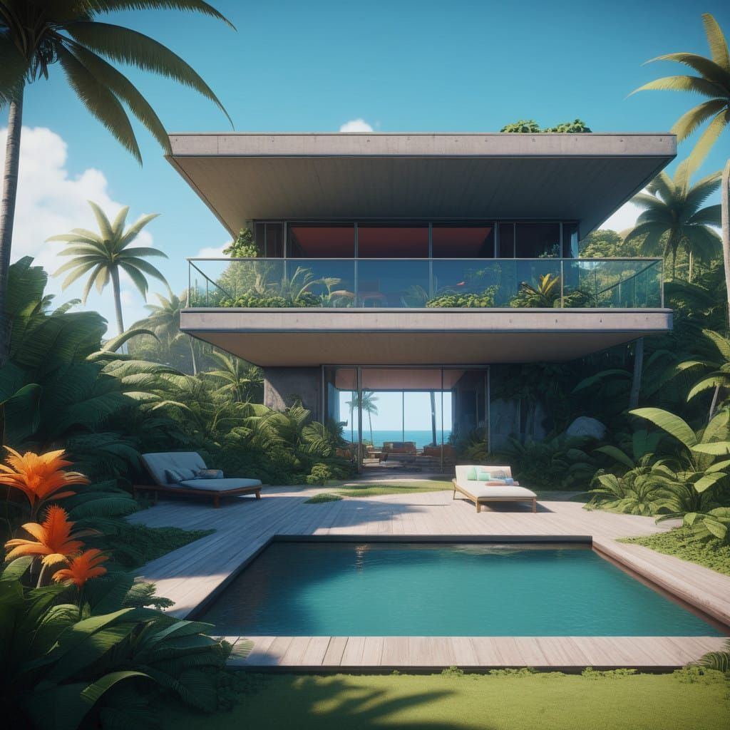 Luxurious Tropical Oasis: Modern Beach House Sanctuary