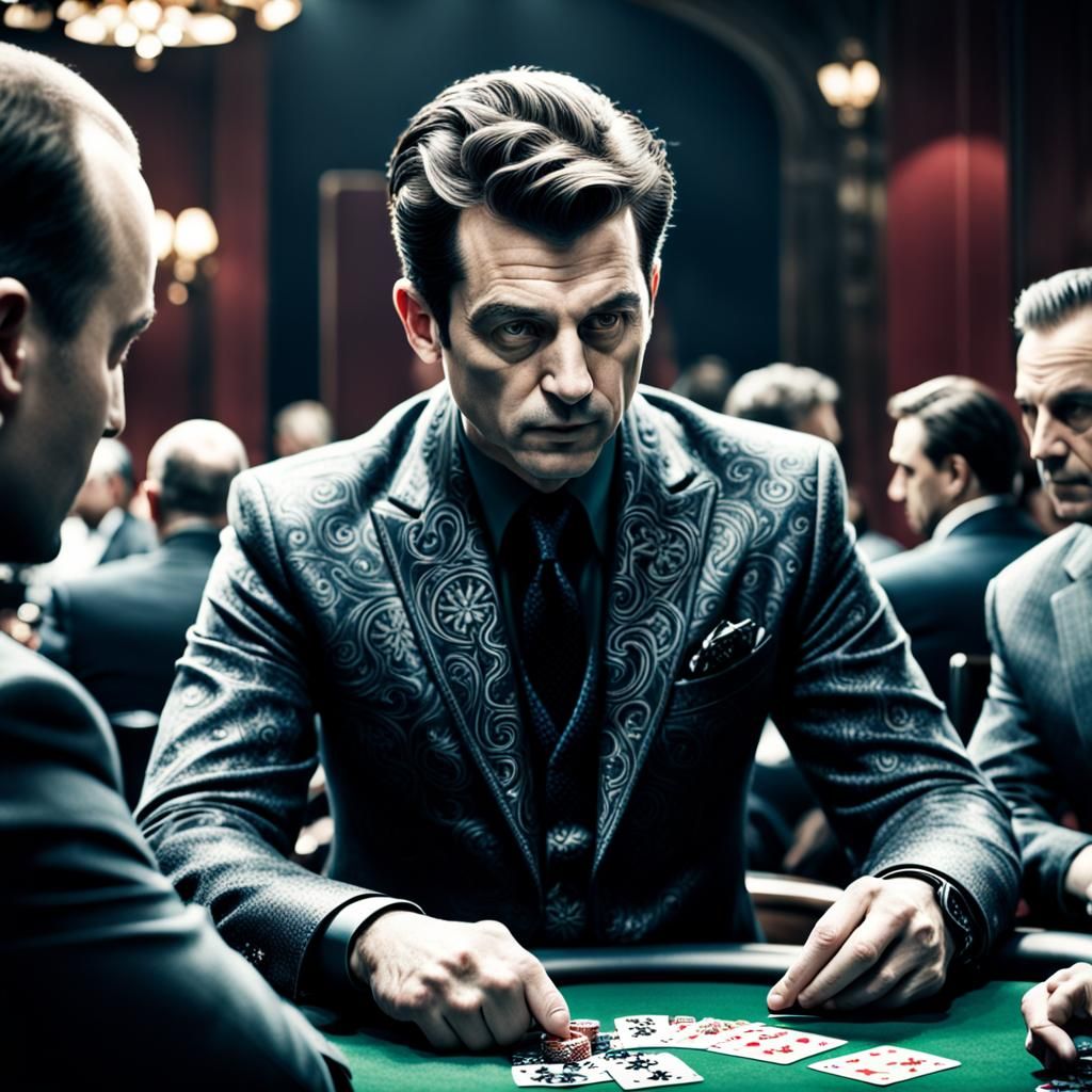 Hyperrealistic Portrait of Ace Rothstein in Poker Card Desig...