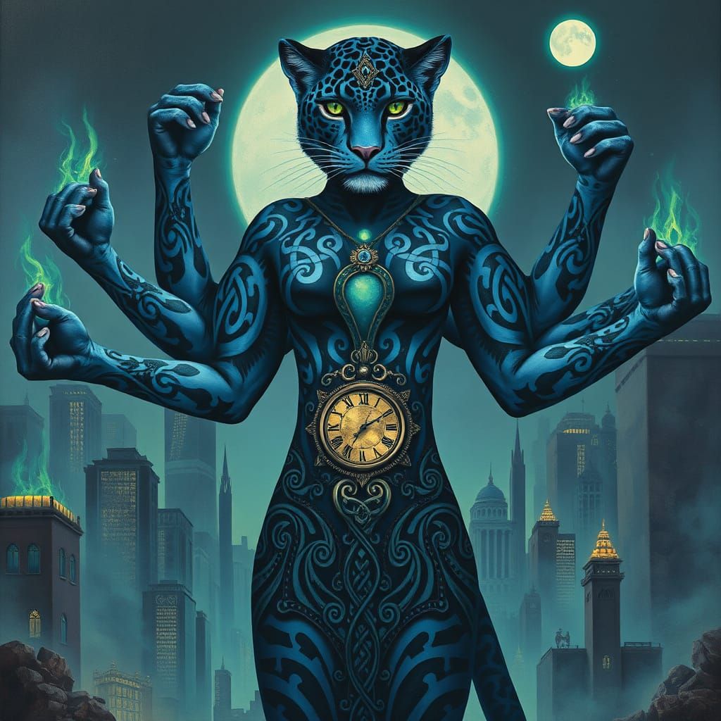 Regal Leopard Woman: Embodiment of Time