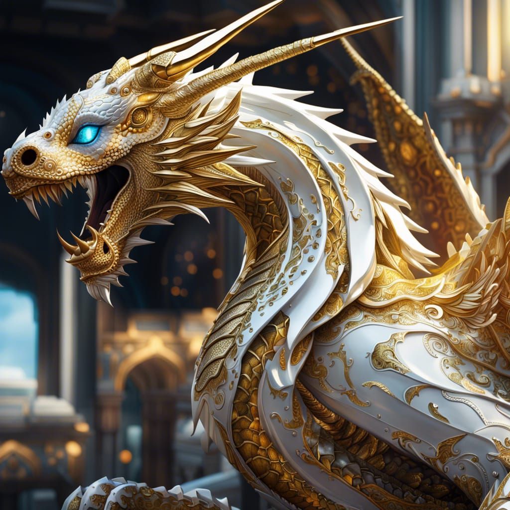 Futuristic Mechanical Dragon in Hyperrealistic Style