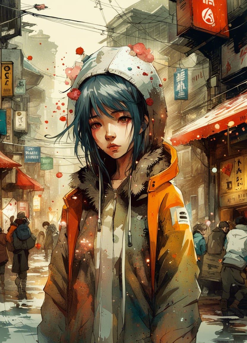 Adorable Anime Postmodern Artist in Hyperdetailed Digital Ar...