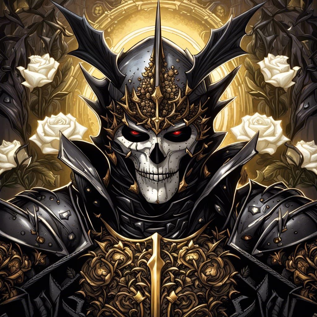 Gothic Vampiric Knight in Ornate Gold Armor