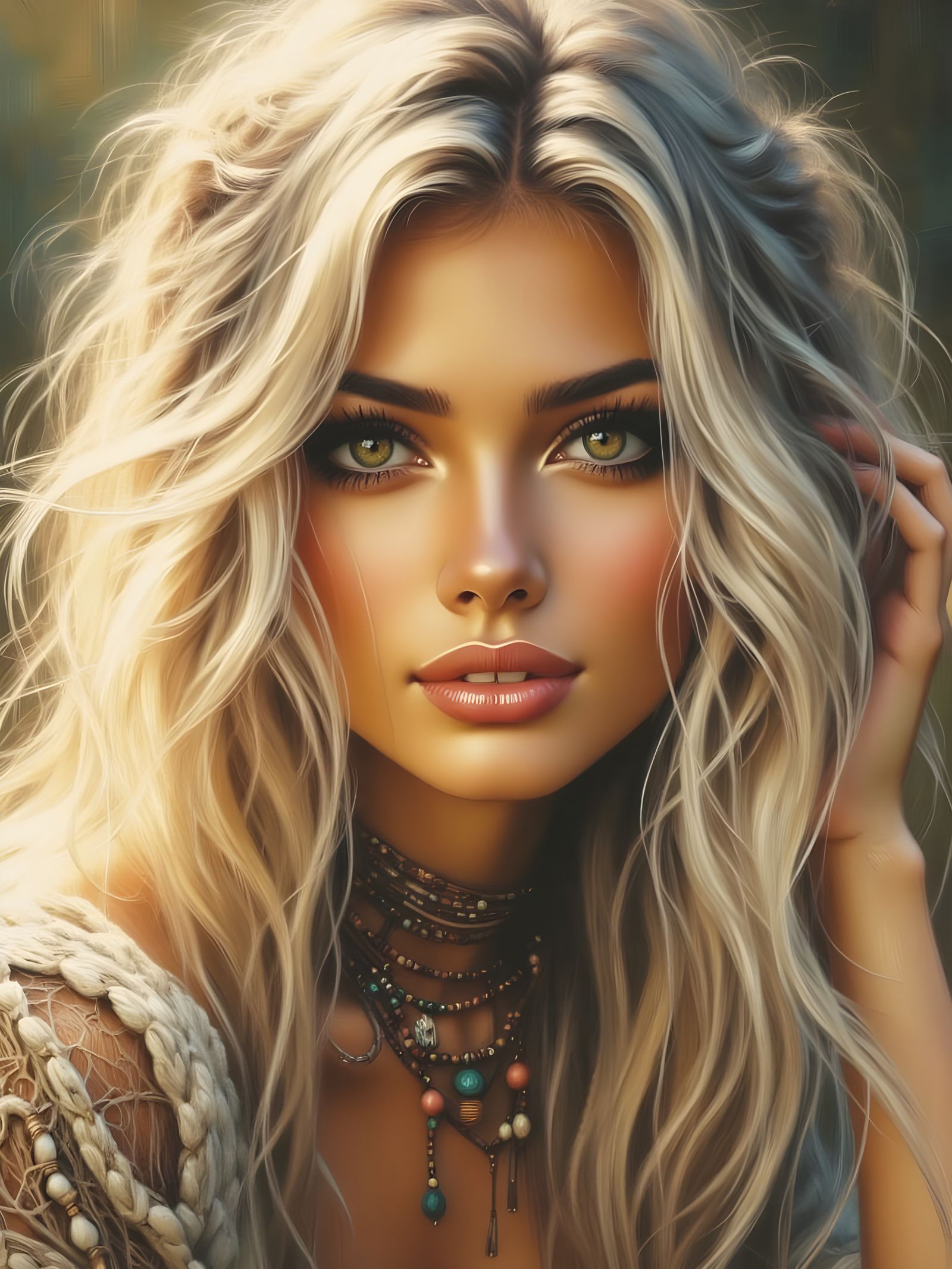 Gorgeous Woman with Tribal Necklace