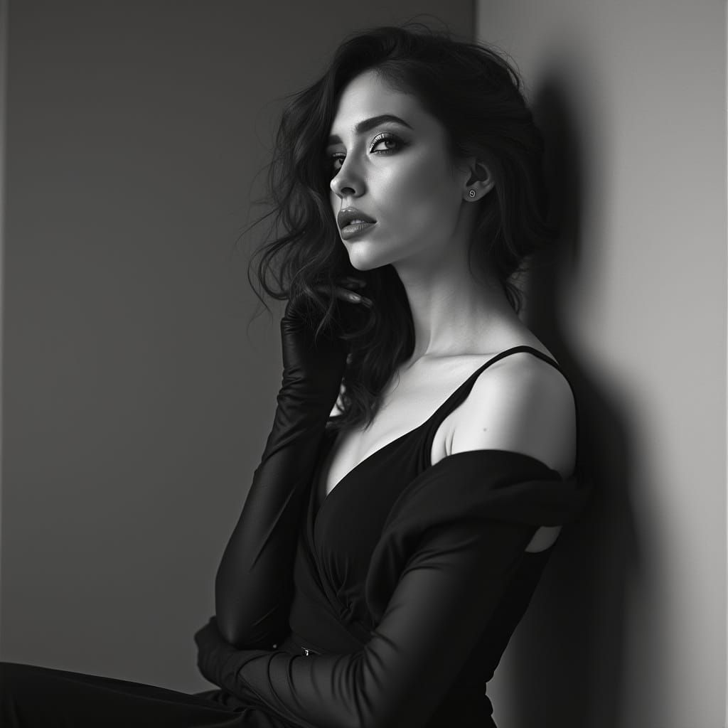 Monochrome Self-Portraits in Charcoal Art Style