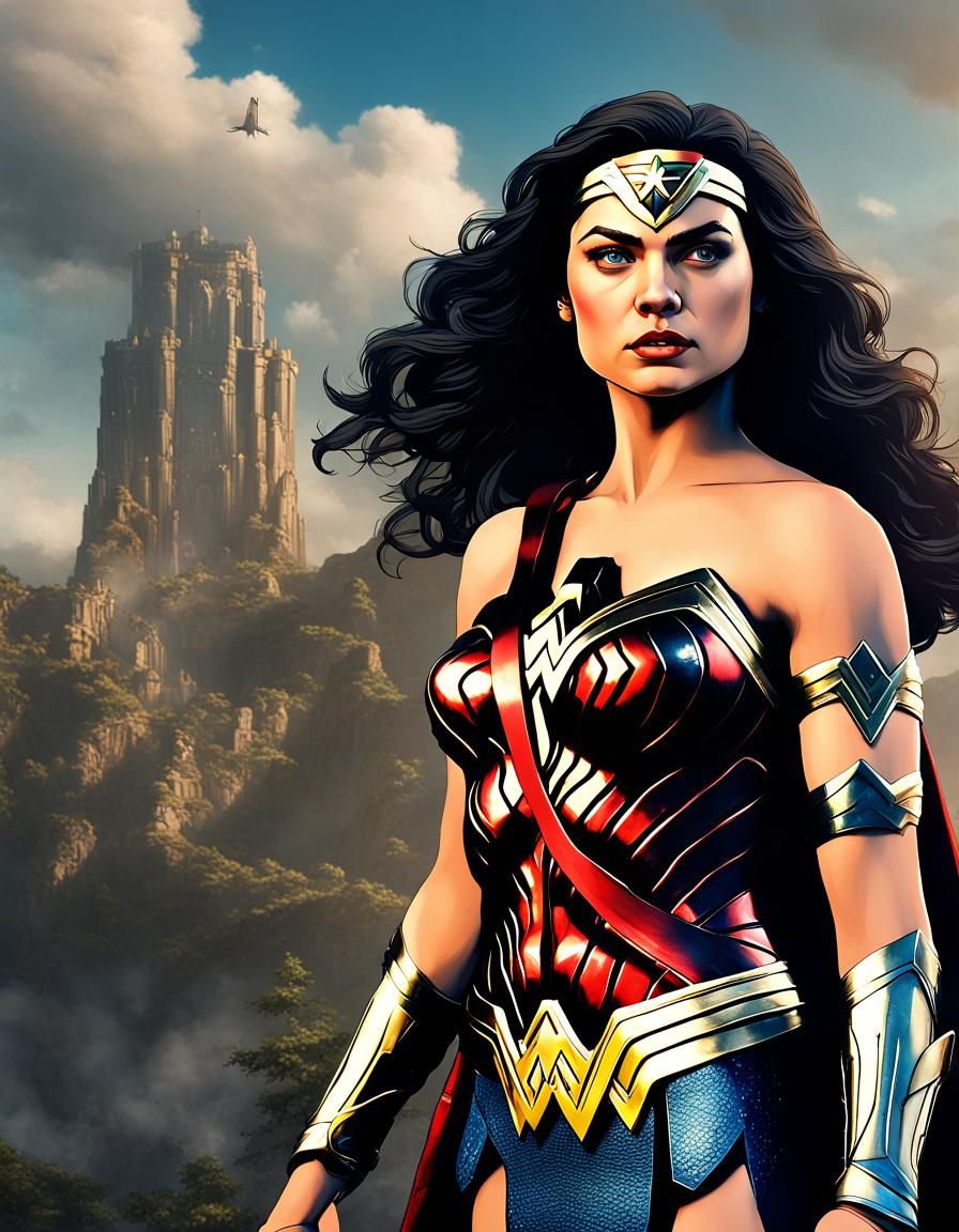 Wonder Woman Cosplay Art in Cinematic Style