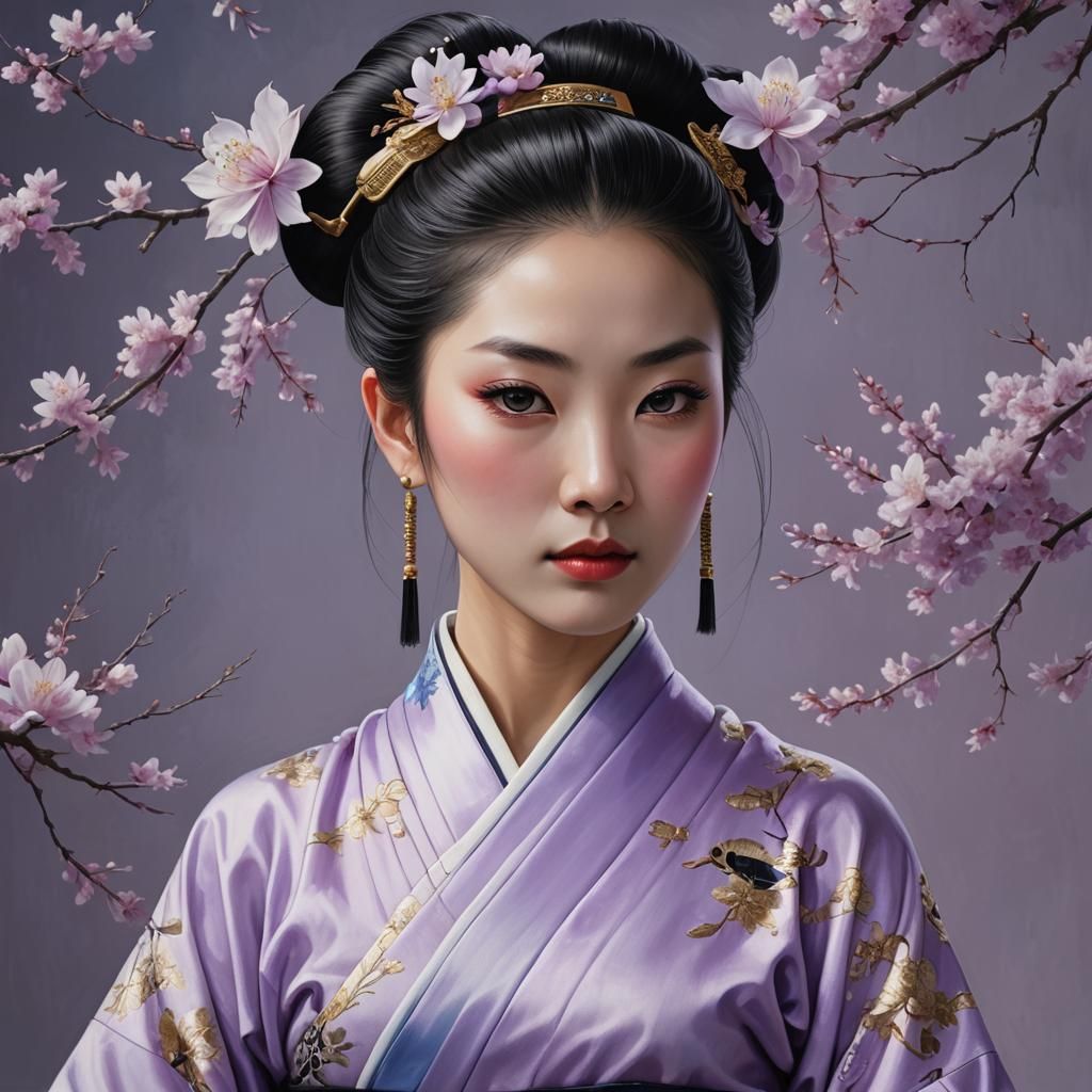 Feudal Chinese Woman Portrait in Hyperrealism
