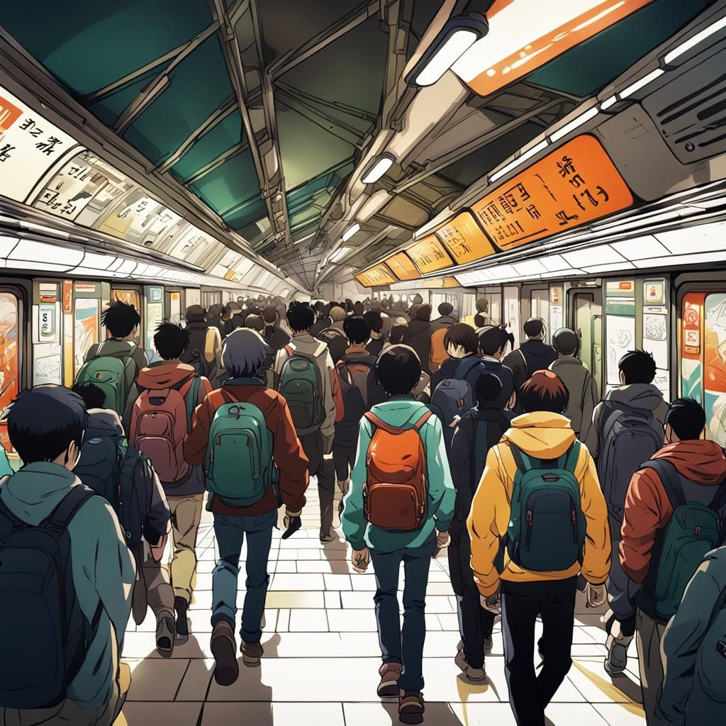 Vibrant Anime Subway Scene