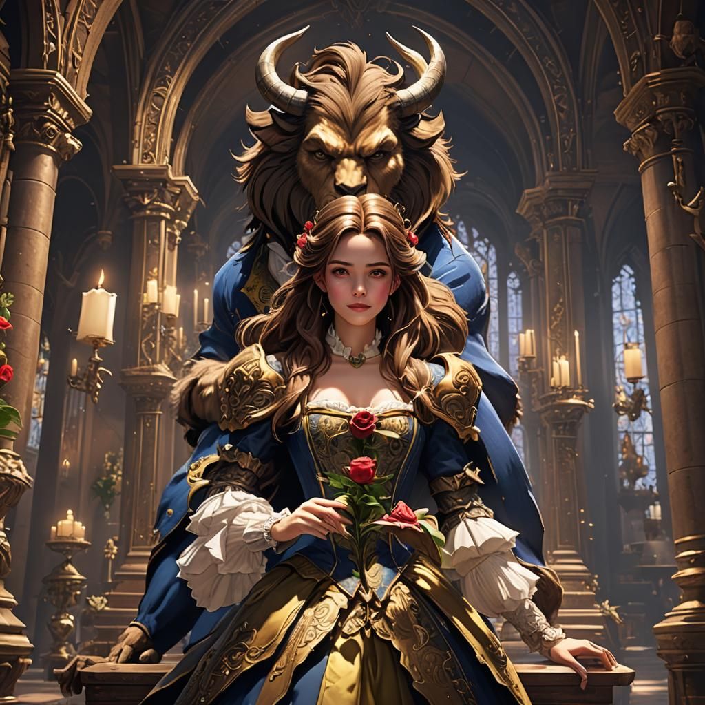 Beauty and the Beast in 3D Anime Art