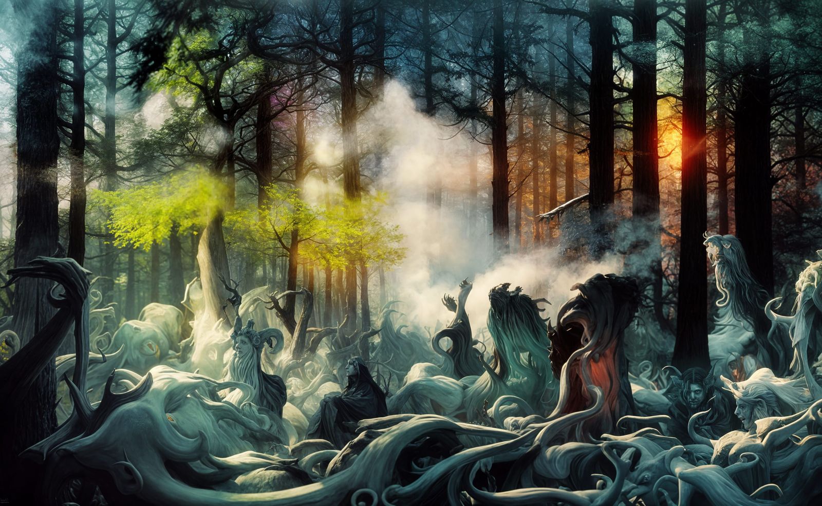 Surreal Pagan Forest in Expressionist Style
