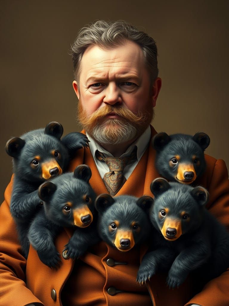 Theodore Roosevelt in Earth-Toned Splendor with Adorable Bla...