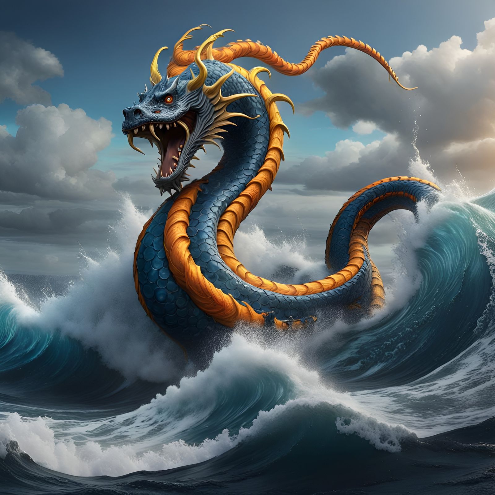 Majestic Sea Serpent Rides the Waves