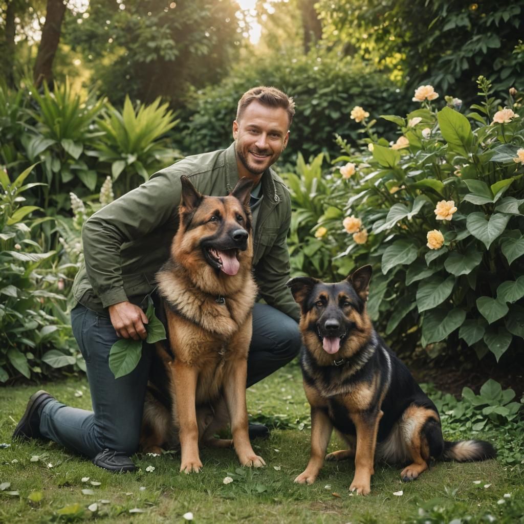 Man and Dog Portrait in Photorealistic Style