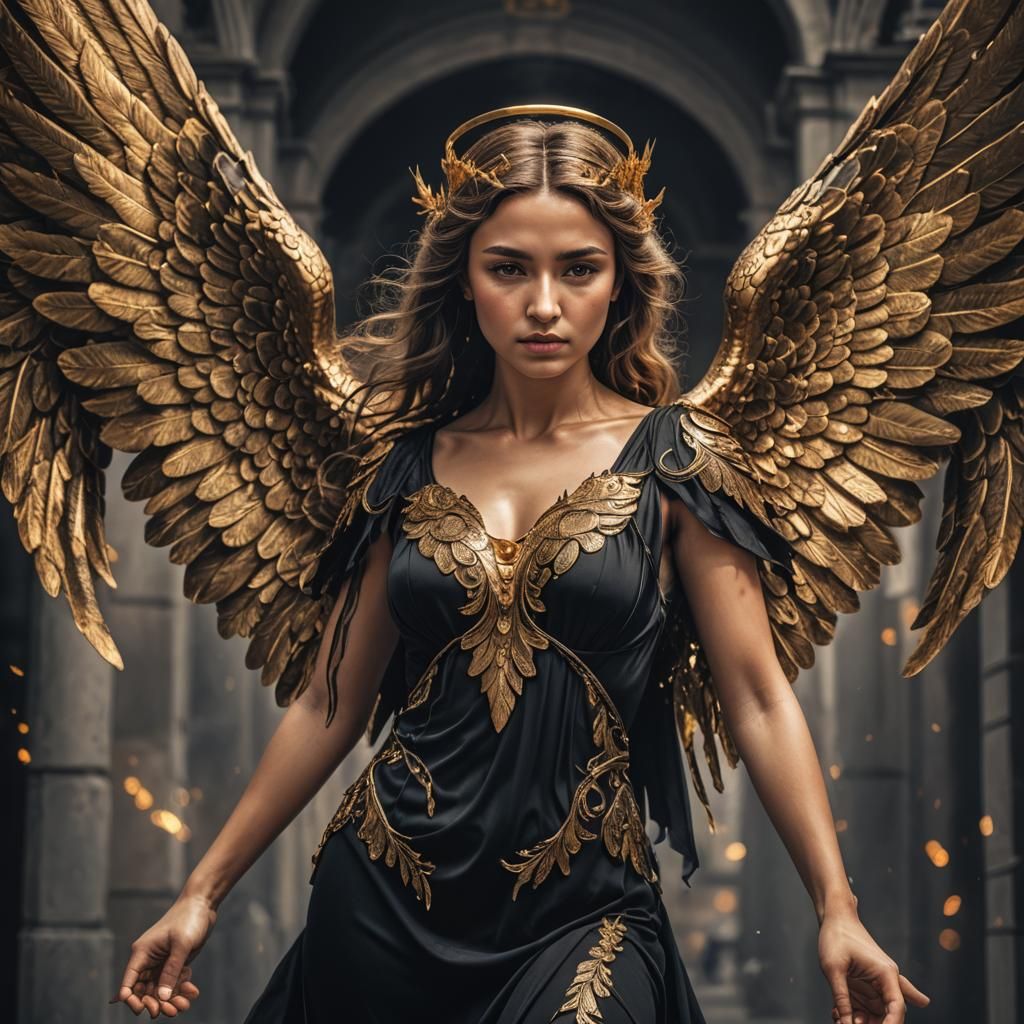 Goddess with Golden Wings in High Definition