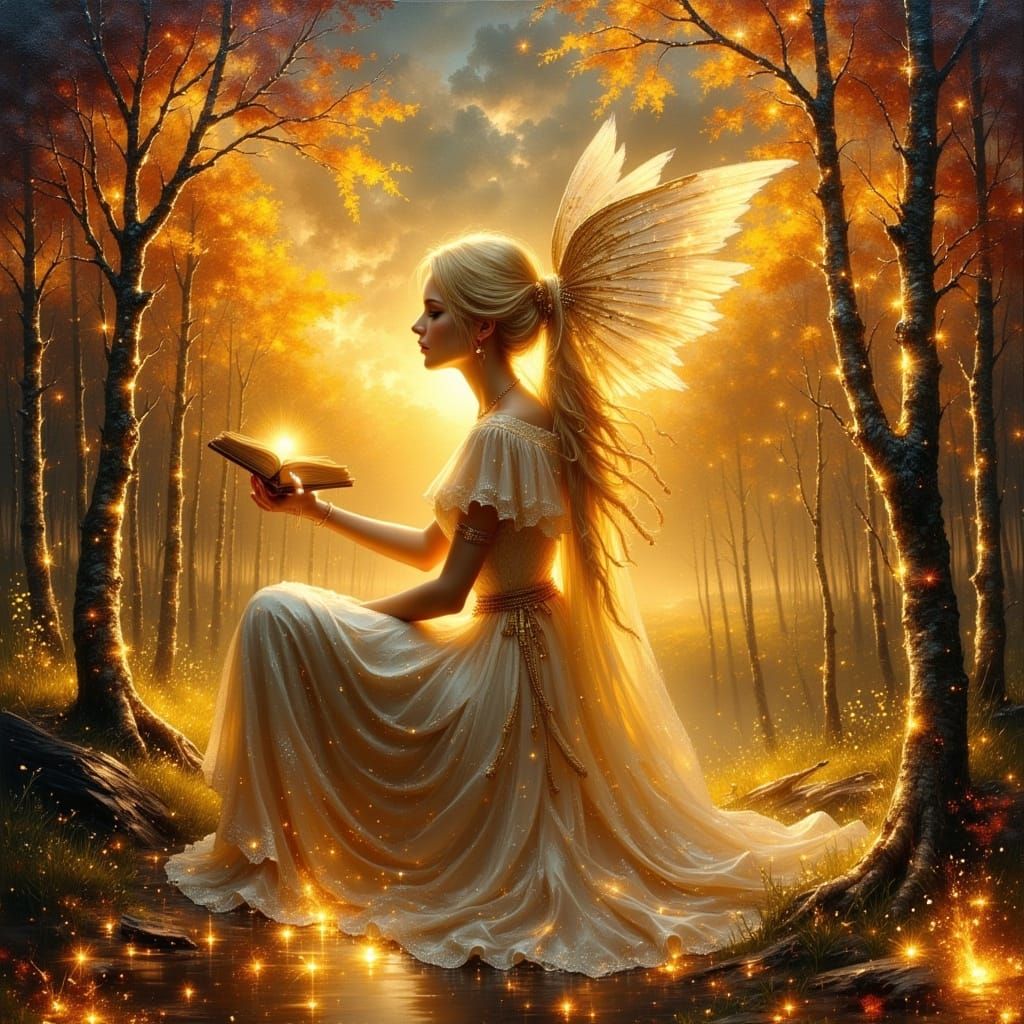 Cyberpunk Goddess Emerging from Fiery Skies