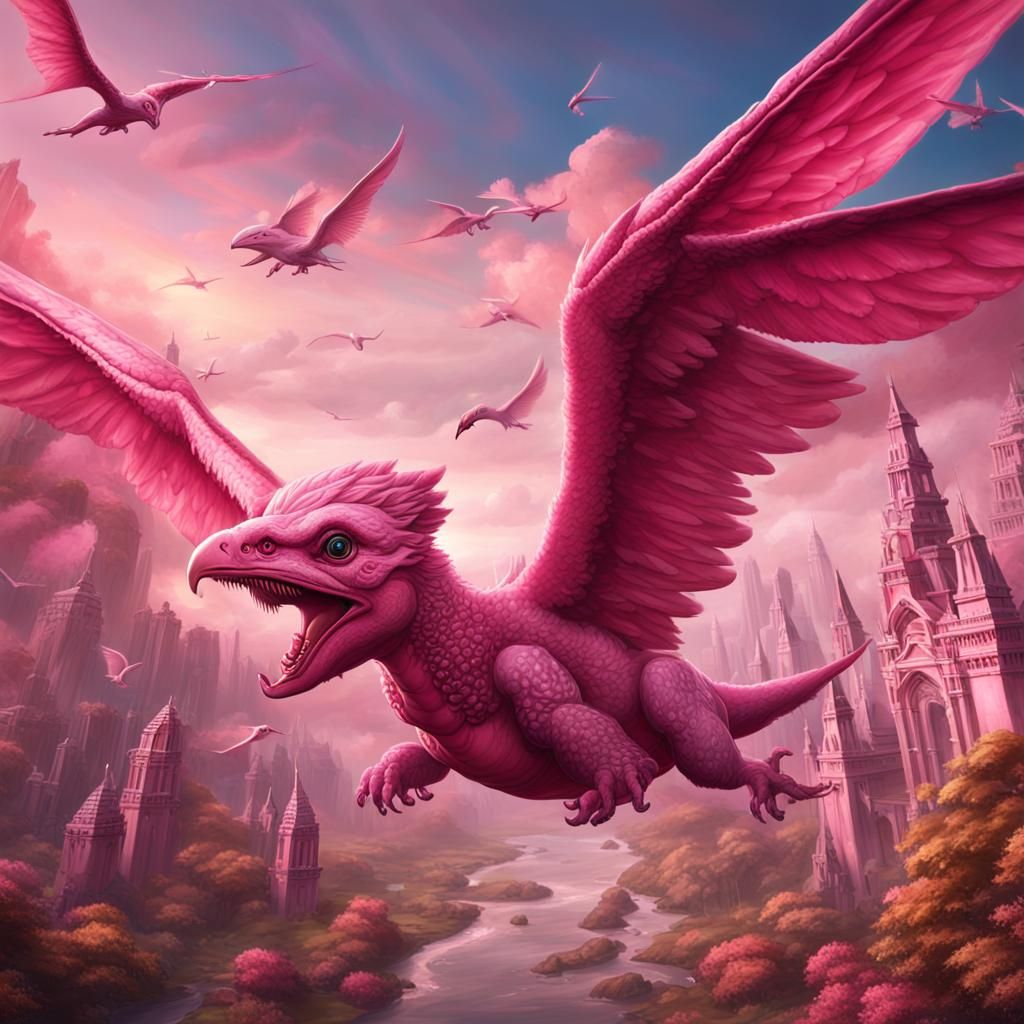 Cherub and Pterodactyl in Detailed Matte Painting