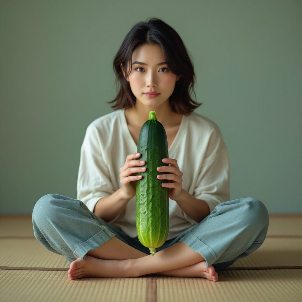 Woman with Cucumber: Fine Art Photography